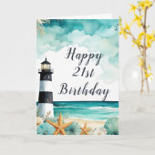 Nautische Vuurtoren Verjaardag Kaart (Gele Bloem)