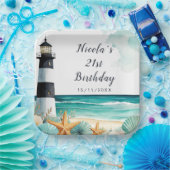Nautische Vuurtoren Verjaardag Papieren Bordje (Feest)