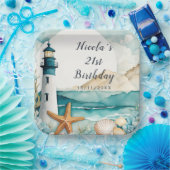 Nautische Vuurtoren Verjaardag Papieren Bordje (Feest)