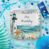 Nautische Vuurtoren Verjaardag Papieren Bordje (Feest)