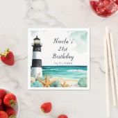 Nautische Vuurtoren Verjaardag Servet (Insitu)