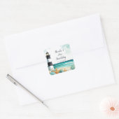 Nautische Vuurtoren Verjaardag Vierkante Sticker (Envelop)