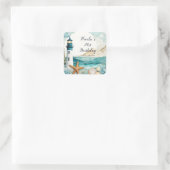 Nautische Vuurtoren Verjaardag Vierkante Sticker (Tas)