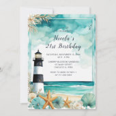 Nautische Vuurtoren Verjaardagsfeest Kaart (Voorkant)