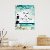 Nautische Vuurtoren Verjaardagsfeest Poster (Keuken)