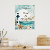 Nautische Vuurtoren Verjaardagsfeest Poster (Keuken)