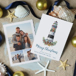 Nautische Vuurtoren Waterverf 3 Foto Kerstmis Feestdagenkaart<br><div class="desc">Deze nautische kerstkaart is voorzien van een waterverf vuurtoren versierd voor de feestdagen aan de voorkant,  met 3 fotosjablonen aan de achterkant. Bezoek het collectie voor overeenkomende producten of neem contact met me op via Zazzle Chat voor nog meer overeenkomende producten,  andere kleurroutes of ontwerptweaks.</div>