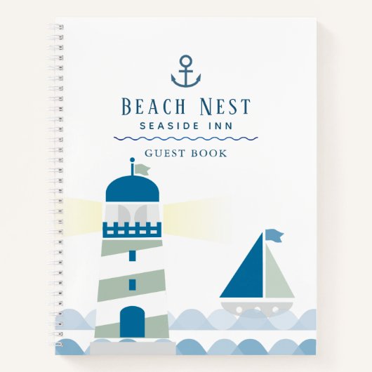 Nautische vuurtoren White Beach House Guest Book Notitieboek (Voorkant)