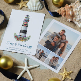 Nautische Vuurtoren Zeeen en Groeten 3 Foto Feestdagenkaart