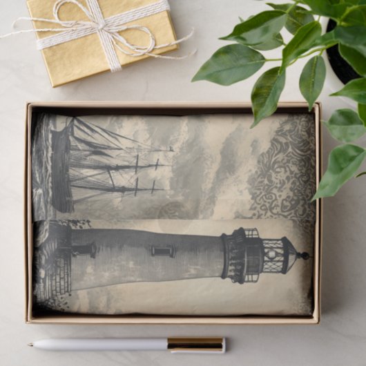 Nautische Vuurtoren Zeilschip Decoupage Tissuepapier (Geschenk)