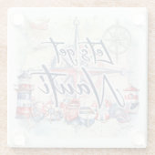 Nautische Vuurtorenboot "Let's Get Nauti" Glazen Onderzetter (Achterkant)