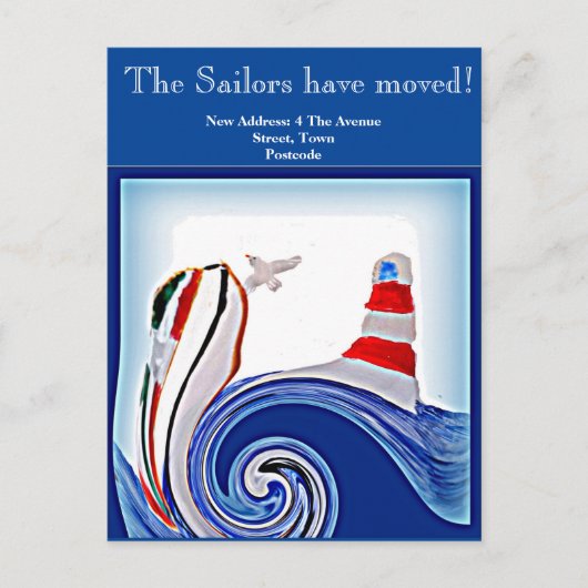 Nautische Vuurtorenboot Nieuw adres Briefkaart (Voorkant)