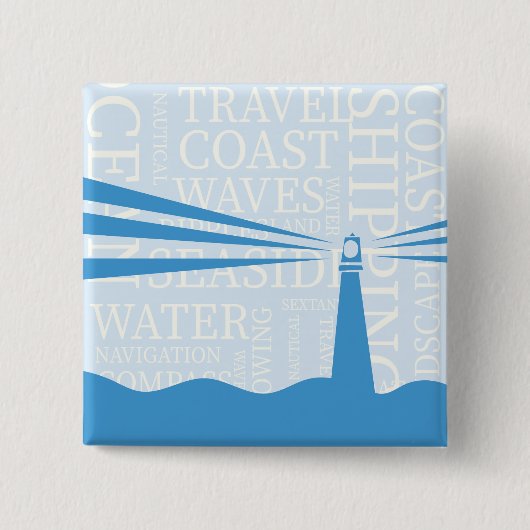 Nautische vuurtorenposter vierkante button 5,1 cm (Voorkant)