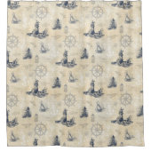 Nautische  Vuurtorens Zeilboten Kustvaart Douchegordijn (Voorkant)