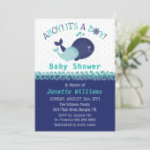 Nautische walvis Ahoy! Het is een Boy Baby shower Kaart (Staand voorkant)