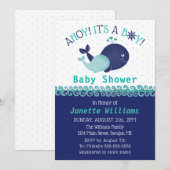 Nautische walvis Ahoy! Het is een Boy Baby shower Kaart (Voorkant / Achterkant)