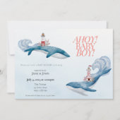 Nautische walvis babyshower uitnodiging (Voorkant)