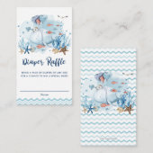 Nautische walvis Blauw Baby shower Luier Raffle Informatiekaartje (Voorkant / Achterkant)
