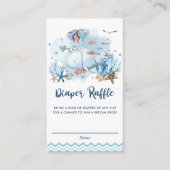 Nautische walvis Blauw Baby shower Luier Raffle Informatiekaartje (Voorkant)