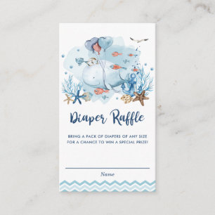 Nautische walvis Blauw Baby shower Luier Raffle Informatiekaartje