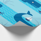 Nautische walvis en zeilboot Ocean Blue Zee Cadeaupapier