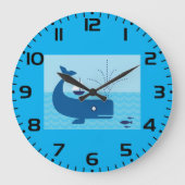 Nautische walvis en zeilboot Ocean Blue Zee Grote Klok (Voorkant)