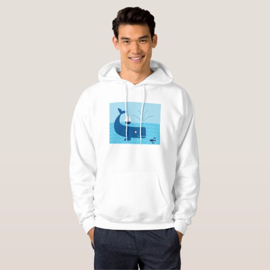 Nautische walvis en zeilboot Ocean Blue Zee Hoodie (Voorkant volledig)