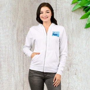 Nautische walvis en zeilboot Ocean Blue Zee Hoodie