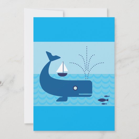 Nautische walvis en zeilboot Ocean Blue Zee Kaart (Voorkant)
