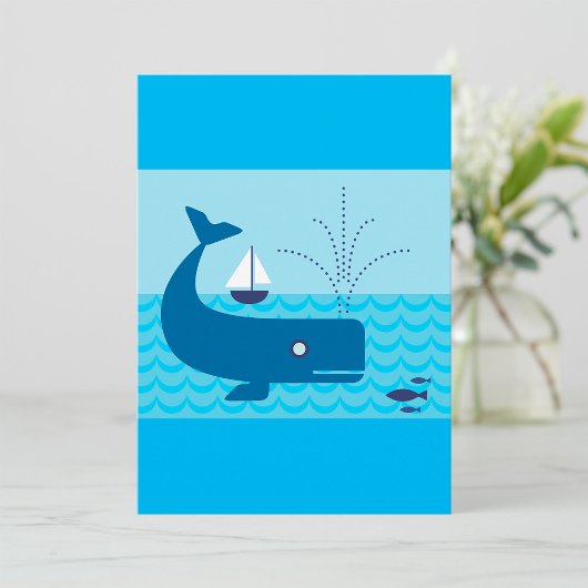 Nautische walvis en zeilboot Ocean Blue Zee Kaart