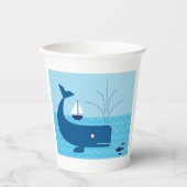 Nautische walvis en zeilboot Ocean Blue Zee Papieren Bekers (Voorkant)