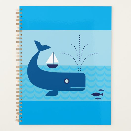 Nautische walvis en zeilboot Ocean Blue Zee Planner (Voorkant)