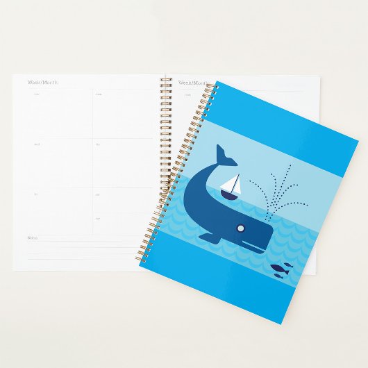 Nautische walvis en zeilboot Ocean Blue Zee Planner