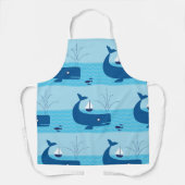 Nautische walvis en zeilboot Ocean Blue Zee Schort (Voorkant)