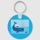 Nautische walvis en zeilboot Ocean Blue Zee Sleutelhanger (Voorkant)
