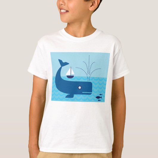 Nautische walvis en zeilboot Ocean Blue Zee T-shirt (Voorkant)