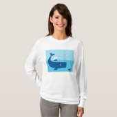 Nautische walvis en zeilboot Ocean Blue Zee T-shirt (Voorkant volledig)