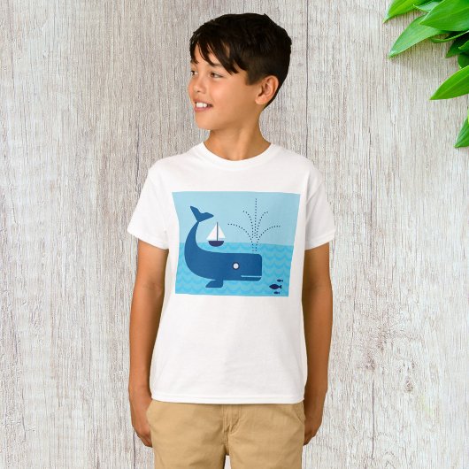 Nautische walvis en zeilboot Ocean Blue Zee T-shirt