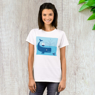 Nautische walvis en zeilboot Ocean Blue Zee T-shirt