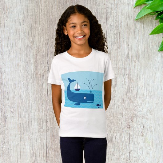 Nautische walvis en zeilboot Ocean Blue Zee T-shirt
