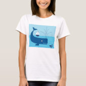 Nautische walvis en zeilboot Ocean Blue Zee T-shirt (Voorkant)