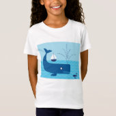 Nautische walvis en zeilboot Ocean Blue Zee T-shirt (Voorkant)