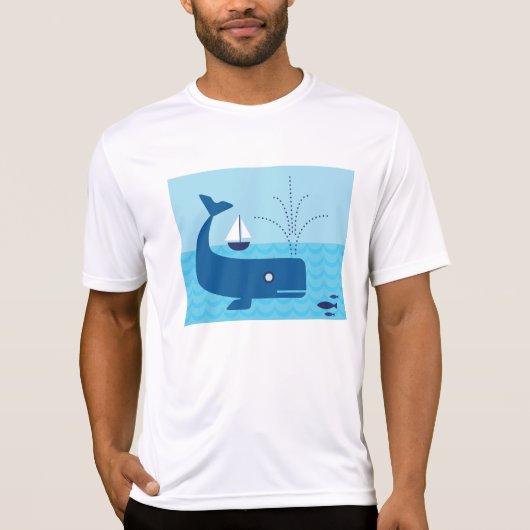 Nautische walvis en zeilboot Ocean Blue Zee T-shirt (Voorkant)