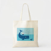 Nautische walvis en zeilboot Ocean Blue Zee Tote Bag (Voorkant)