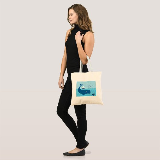 Nautische walvis en zeilboot Ocean Blue Zee Tote Bag