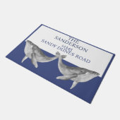 Nautische walvis Grijs Blauw en Wit Deurmat (Schuin)