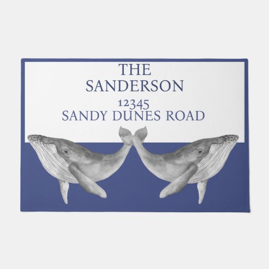 Nautische walvis Grijs Blauw en Wit Deurmat (Voorkant)