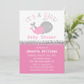 Nautische walvis Het is een meisje Baby shower Kaart (Staand voorkant)