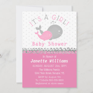 Nautische walvis Het is een meisje Baby shower Kaart