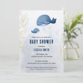 Nautische walvis onder de zee baby shower kaart (Staand voorkant)